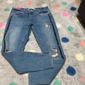 Zara destructed crop jeans